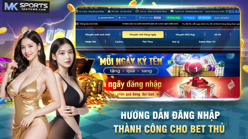 Những thao tác cho quá trình đăng nhập Mksports